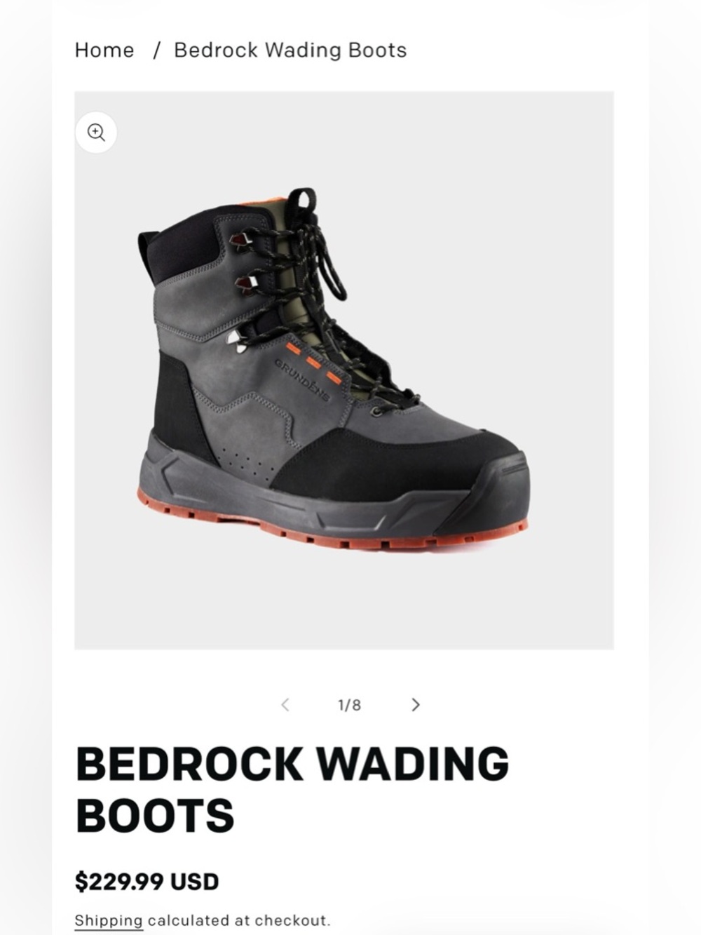Bedrock Wading Boots - Gray/Black with Orange Sole